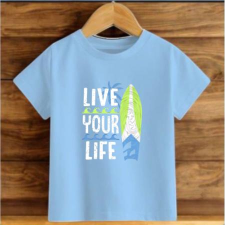 Çocuk Mavi Pamuklu Baskili T-shirt Çocuk Mavi Pamuklu Baskili T-shirt